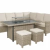 Kettler Palma Left Hand Corner Sofa With Fire Pit Table In Oyster And Stone -Green Garden World l LH FP