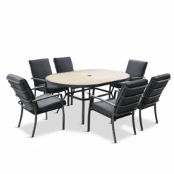 LG Monza 6 Seat Set With Highback Armchairs And 3.0m Parasol 12 LG Monza 6 Seat Set With Highback Armchairs And 3.0m Parasol -Green Garden World l MNZ SET6