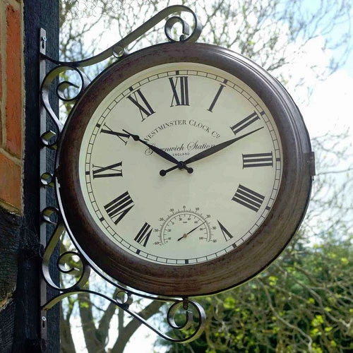 Greenwich Double Sided Station Clock & Thermometer 3 Greenwich Double Sided Station Clock & Thermometer