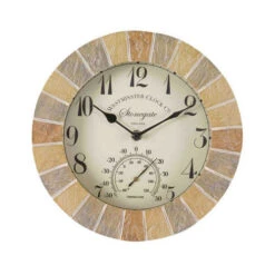 Sandstone Stonegate Clock & Thermometer