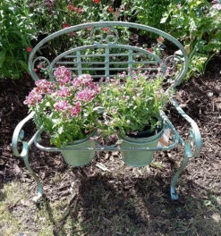 Verdigris Metal Garden Bench Pot Planter Holder -Green Garden World l PL18 3