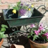 Metal Flower Cart Planter - 55cm Long -Green Garden World l PL65 1