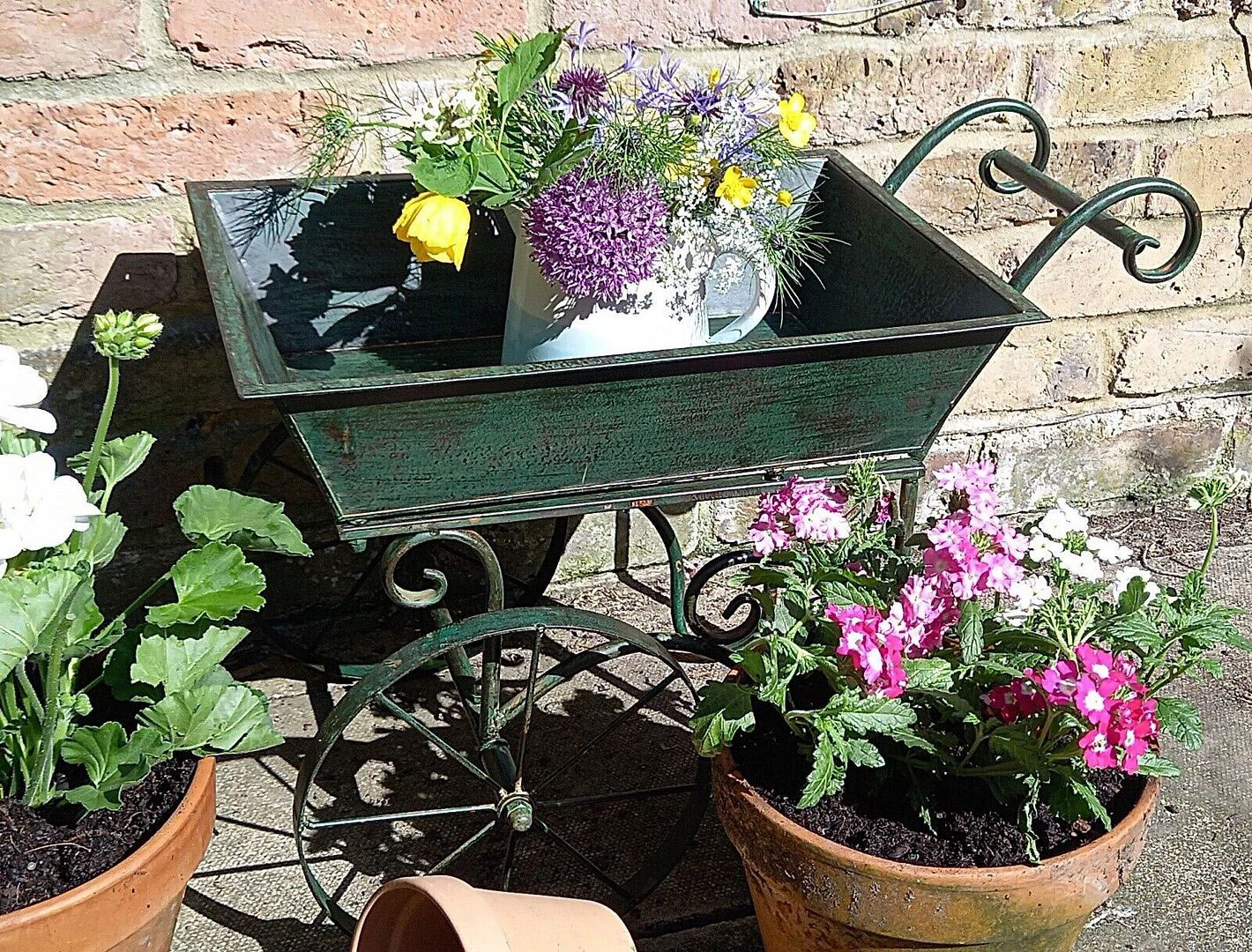 Metal Flower Cart Planter - 55cm Long 3 Metal Flower Cart Planter - 55cm Long