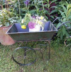 Metal Flower Cart Planter - 55cm Long 10 Metal Flower Cart Planter - 55cm Long -Green Garden World l PL65 4