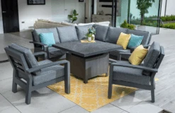 Hartman Aurora Square Corner Sofa Set With Adjustable Table & Lounge Chairs - Matt Xerix/Zenith -Green Garden World l aurora square corner adj table chairs xerix 3