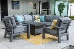 Hartman Aurora Square Corner Sofa Set With Adjustable Table & Lounge Chairs - Matt Xerix/Zenith -Green Garden World l aurora square corner adj table chairs xerix 4
