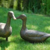 Pair Of Duck Garden Ornaments In Cast Aluminium With Antique Bronze Finish -Green Garden World l ducks zpssc2opr6k