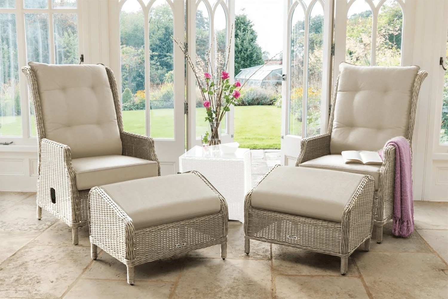 Kettler Palma Recliner Duet Set With Footstools In Oyster And Stone (no Sidetable) 3 Kettler Palma Recliner Duet Set With Footstools In Oyster And Stone (no Sidetable)