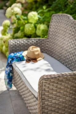 Hartman Heritage 2 Seat High Back Bench With Cushion In Beech / Dove -Green Garden World l hartman heritage 2 seat bench beech dove 02