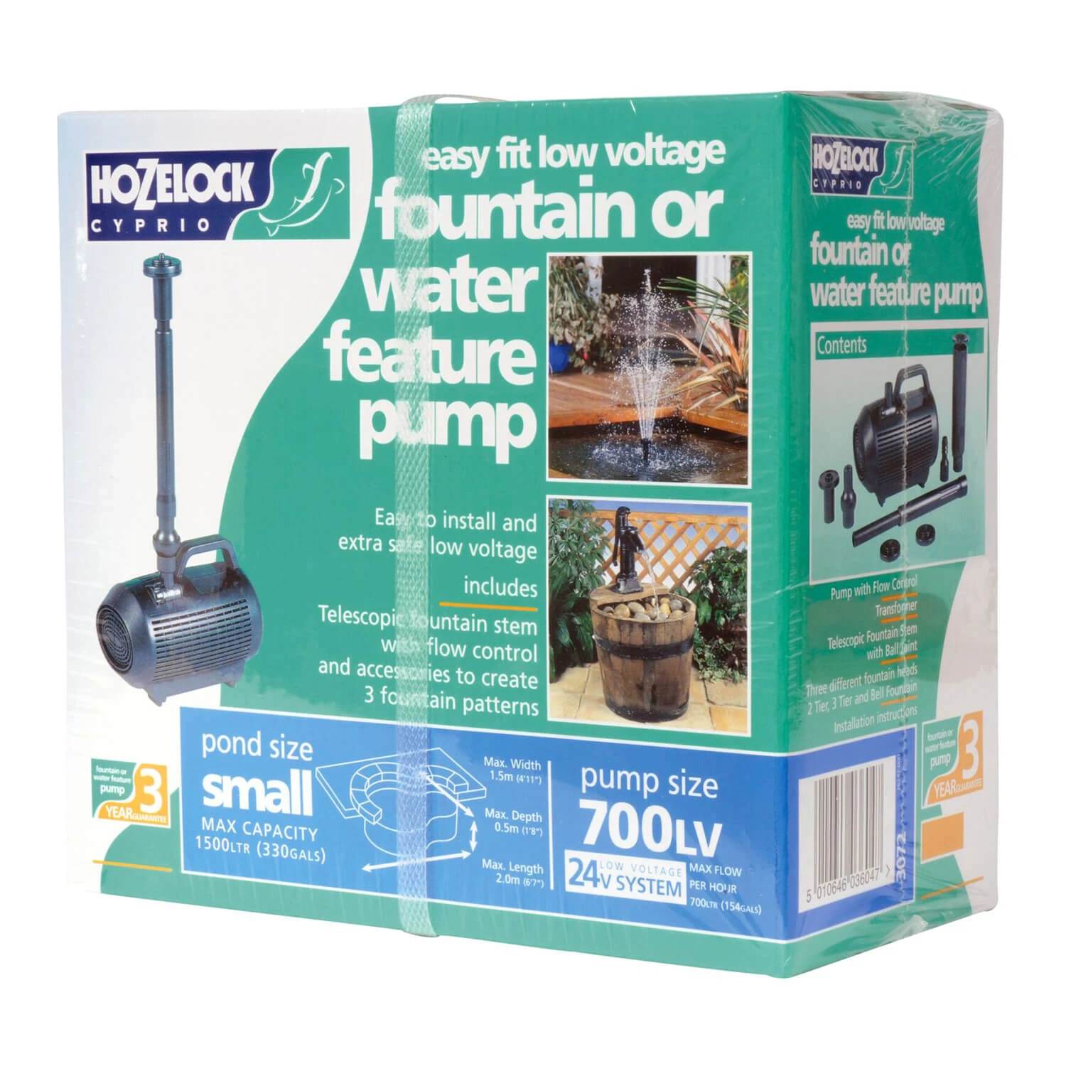 Hozelock Cascade 700 LV Pump (Low Voltage) - 3072 3 Hozelock Cascade 700 LV Pump (Low Voltage) - 3072