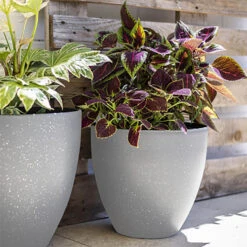 Kelkay Plant Avenue Stone Collection Lg Terrazzo Egg Pot In Grey