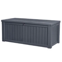 Keter Rockwood Storage Box - Anthracite -Green Garden World l keter rockwood anthracite storage box
