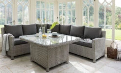 Kettler Palma Grande Corner Sofa Set With Glass Topped Table In White Wash / Taupe 8 Kettler Palma Grande Corner Sofa Set With Glass Topped Table In White Wash / Taupe -Green Garden World l kettler palma casual dining grande white wash taupe 02