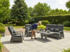 LIFE Aloha Sofa Lounge Set In Lava / Yacht Grey / Carbon -Green Garden World l life aloha lounge set lava 2