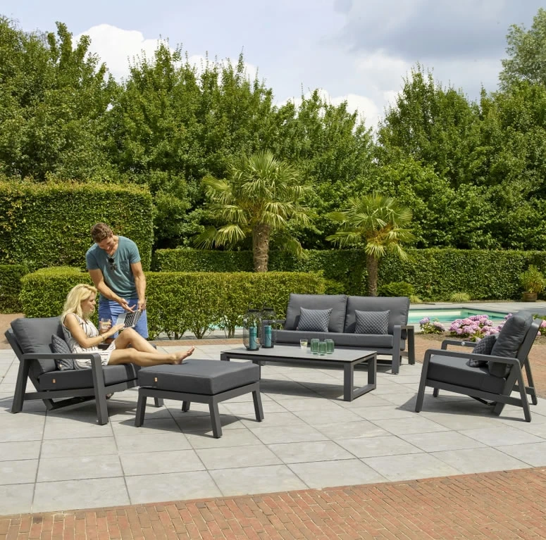 Life Boston Lounge Sofa Set In Lava / Carbon 3 Life Boston Lounge Sofa Set In Lava / Carbon