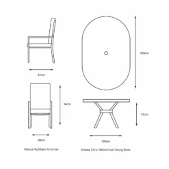 LG Monza 6 Seat Set With Highback Armchairs And 3.0m Parasol 13 LG Monza 6 Seat Set With Highback Armchairs And 3.0m Parasol -Green Garden World l monza sET06