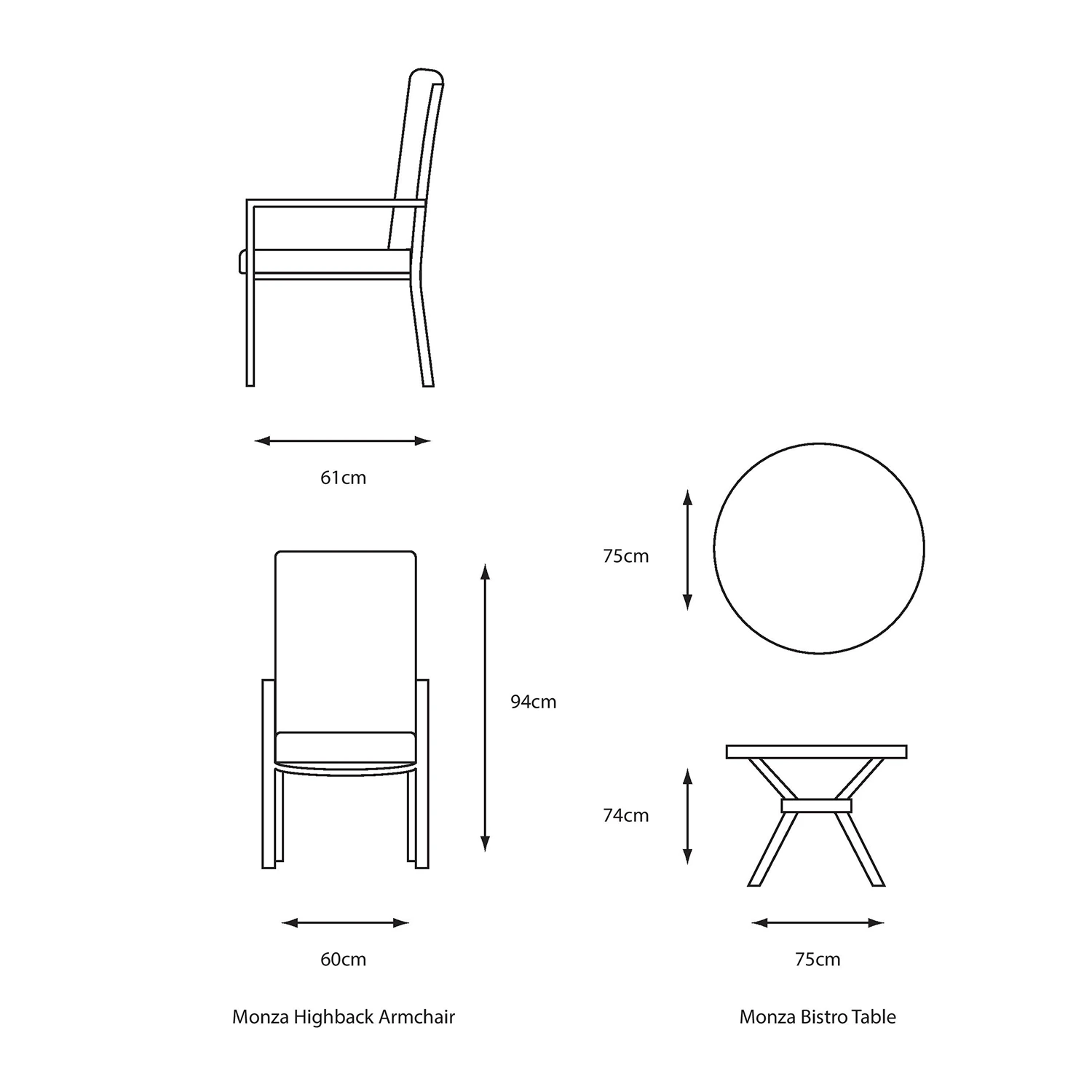LG Monza Bistro Set With High Back Chairs 8 LG Monza Bistro Set With High Back Chairs - Image 6
