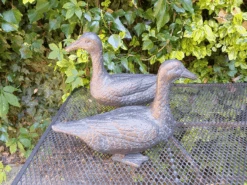 Pair Of Duck Garden Ornaments In Cast Aluminium With Antique Bronze Finish -Green Garden World l pair of ducks 2