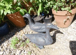 Pair Of Duck Garden Ornaments In Cast Aluminium With Antique Bronze Finish -Green Garden World l pair of ducks 3