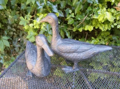 Pair Of Duck Garden Ornaments In Cast Aluminium With Antique Bronze Finish -Green Garden World l pair of ducks 5