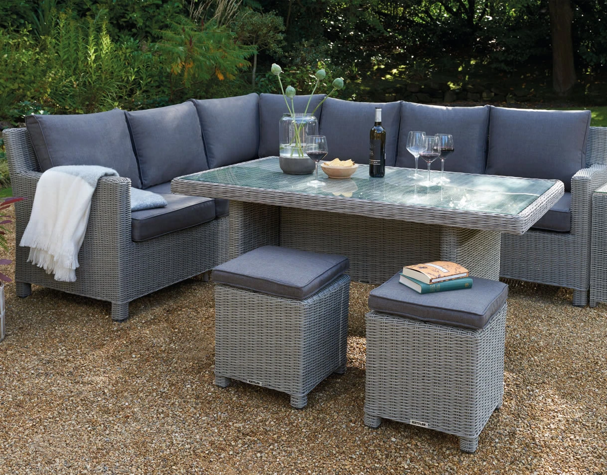 Kettler Palma Right Hand Corner Sofa Set In White Wash With Glass Top Table 3 Kettler Palma Right Hand Corner Sofa Set In White Wash With Glass Top Table