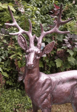 Large Standing Stag Aluminium Ornament - 97cm Tall -Green Garden World l stag97cm 3