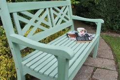 Winawood Speyside 2 Seater Wood Effect Garden Bench In Duck Egg Green -Green Garden World l winawood speyside 2seater duck egg green 3
