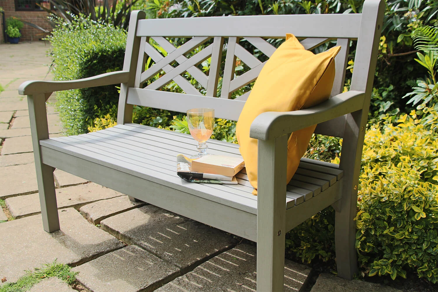 Winawood Speyside 2 Seater Wood Effect Garden Bench In Stone Grey 4 Winawood Speyside 2 Seater Wood Effect Garden Bench In Stone Grey - Image 2