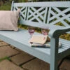 Winawood Speyside 3 Seater Wood Effect Garden Bench In Blue -Green Garden World l winawood speyside 3seater powder blue