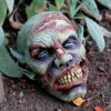 Lost Zombie Head Resin Garden Ornament By Design Toscano -Green Garden World lost zombie head resin ornament giant