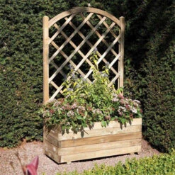 Rectangular Timber Planter With Lattice