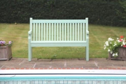 Sandwick Winawood 2 Seater Wood Effect Garden Bench - Duck Egg Green -Green Garden World sandwick 2 duck egg front large