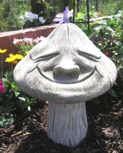 Smiling Toadstool Stone Garden Ornament Statue