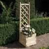 Square Timber Planter With Lattice -Green Garden World square planter lattice giant