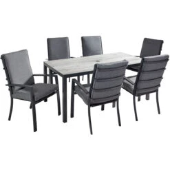 Hartman Vienna 6 Seat Rectangular Dining Set In Xerix / Slate -Green Garden World vienna rectangular dining set studio giant